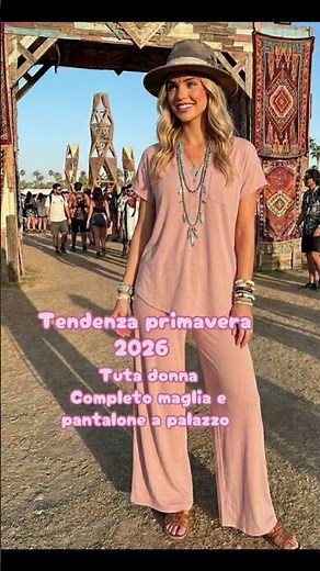 Tuta donna completo maglia e pantalone a palazzo, tendenza primavera 2026