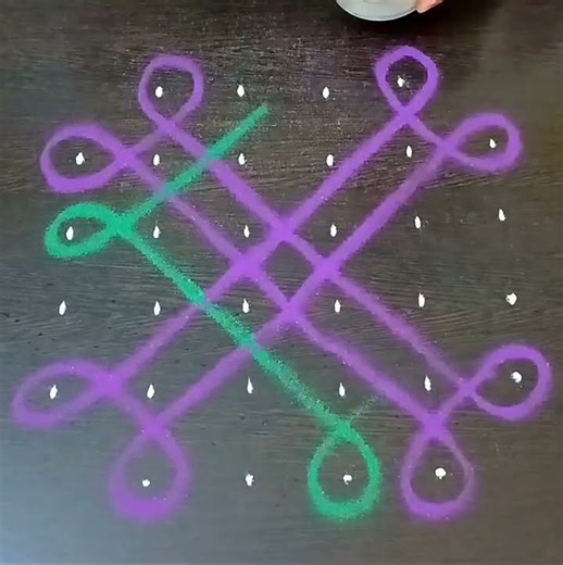 easy 1 minute kambi Kolangal #kambikolams #simplemelikalamugguluwithdots #6dotsmelikalamuggulu