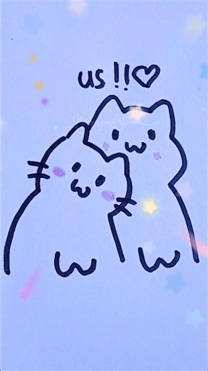 How to Draw Two Cute Cats Hugging 🐱💕 #drawing #art #easy #simple #cutedrawing #easydrawing #shorts