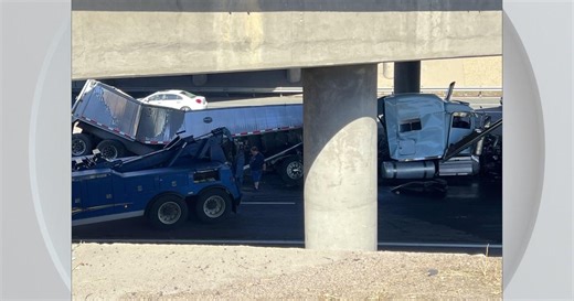 Semi traveling on I-70 in Golden leaves road, crashes onto 6th Avenue