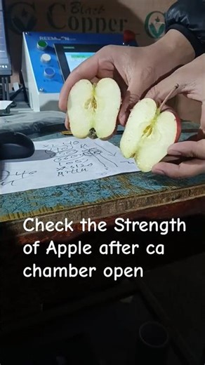 check the strength of Apple after CA chamber open for Grading line Packaging