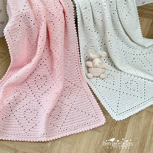 Baby Blanket Crochet Pattern With Filet Stitch Hearts, Beginners Easy Baby Blanket for Everyday, Full Graph to Print off and Photo Tutorial. - Etsy Australia