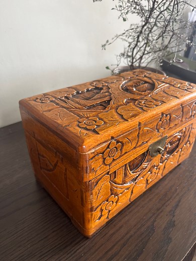 Vintage Hand Carved Chinese Solid Camphor Wood Chest - Tea Box With Unique Carvin - Etsy