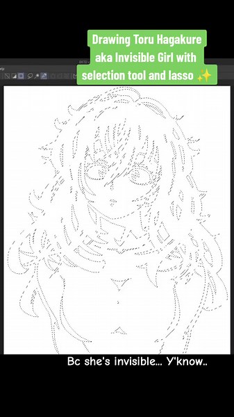 Drew Toru Hagakure / Invisible Girl with selection tool bc how else can I draw invisible things?? #toruhagakure #invisiblegirl #mhaart #bnhafanart