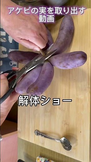 あけびの実の取り出し方 切り方 #アケビ #あけび