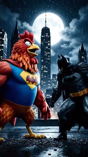 CLUCK THE SUPER CHICKEN FIGHTING BATMAN