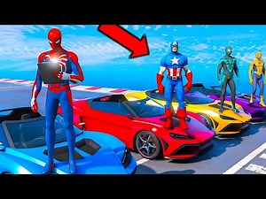 SPIDERMAN CARS Racing Mega MULTI Ramp Challenge! SUPERHEROES Epic Stunt Race Gameplay