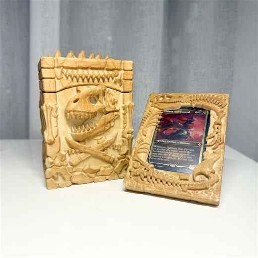 MTG Dino Deck Box & Card Frame - Dinosaur Themed Card Storage - Etsy