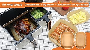 BYKITCHEN Airfryer Backpapier für Philips Dual Basket 3000-Serie, Tefal 5,2/3,1 L Dual Easy Fryer, Heißluftfritteuse Zubehör für Phillips/Tefal Airfryer, Zubehör für Cookwise 2 kammern (150PCS)