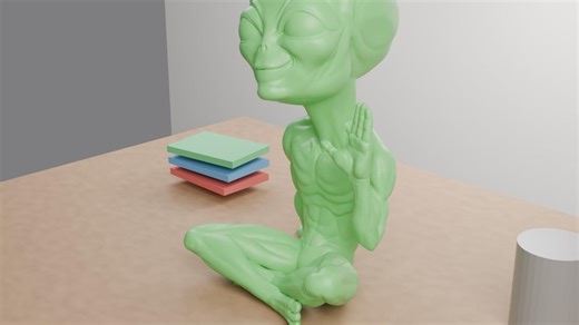 Alien Visitor #3- ET3-3D Printed Pondering Alien Figurine – Thoughtful Sci-fi Desk Decor & Conversation Starter - Etsy
