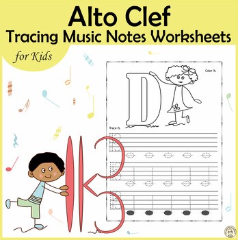 Alto Clef Notes | Tracing Music Worksheets for Kids | Drawing Notes on the Staff