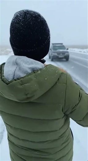 Abandoned Gas Station — Rural Highway Snowstorm #dogrescue #shorts