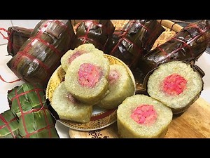 BÁNH TÉT- Cách gói Bánh Tét Chuối truyền thống nấu nhanh lẹ, bánh dẻo ngon chuối lên màu đẹp.