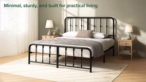 Zinus Leonardo Metal Platform Bed Frame, Victorian Spindle Style Headboard and Footboard, Heavy Duty Bed Base, Ample Underbed Space, King