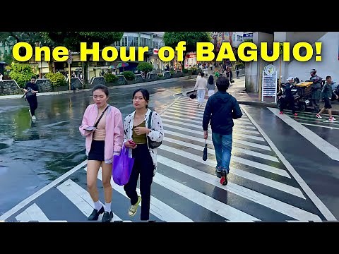 BAGUIO in One Hour 4K | A Raining Walking Tour Through the City’s Lively Streets — Philippines