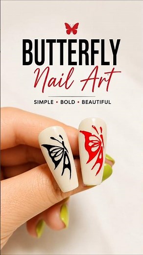 Easy Butterfly Nail Art 🦋❤️ | Simple Nail Design Tutorial #Shorts