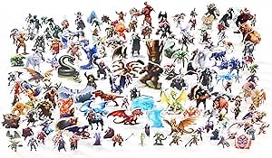 DND Flat Miniatures: Dungeons and Dragons Starter Bundle 170 minis Set 28mm Fantasy Art Minis for D&D 5E Pathfinder Plastic Figures for TTRPG Tabletop RPG Games Accessories Gift for DM