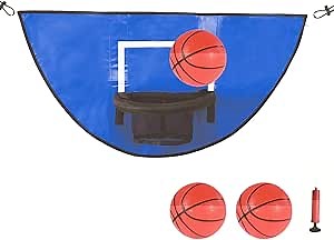 Trampoline Basketball Hoop with Mini Basketball Easy to Install Basketball Hoop for Trampoline Fit for Straight Pole and Curved Pole, Soft Materials & Breakaway Rim for Safe Dunking
