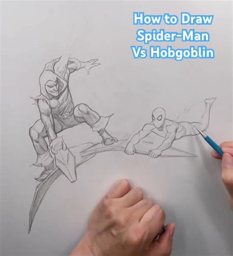 How to Draw Spider-Man versus Hobgoblin #frankchoartist #spiderman #marvel #comics #drawing #sketch