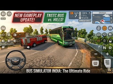 Livery download bus simulator india HD gameplay | TNSTC bus struggles at Dhimbam ghat section
