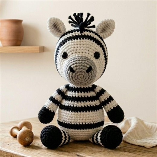 Sitting Zebra Crochet Pattern : Amigurumi Zebra Plushie | Easy Safari Animal | Beginner Friendly (PDF Download) - Etsy