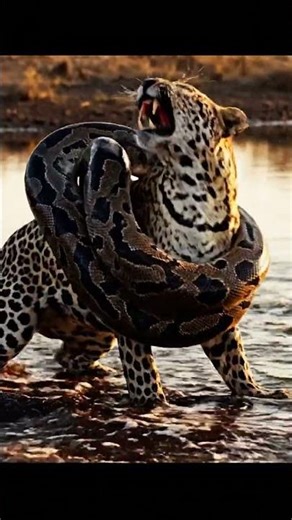 Python Ambushes Leopard… Leopard Fights Back Brutally 🐆🐍”