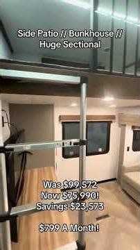 Side Patio // Bunkhouse // Huge Sectional Keystone Sprinter Side Patio! Was $99,572 Now $75,990!