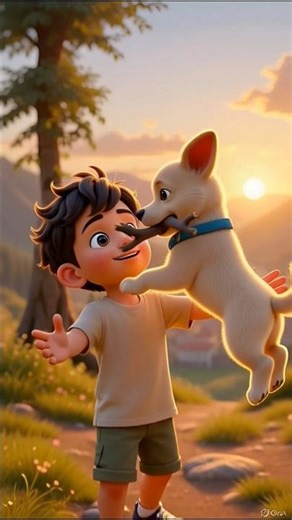 The little child has a puppy as a best friend. #1 #dogshorts #shortvideo #dog