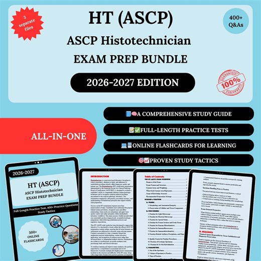 HT ASCP Prep Bundle 2026 | Ht Ascp Exam | Ht Ascp Study Guide | Ht Ascp Flashcards | Ht Ascp Practice Exam | Histotechnician Exam Prep - Etsy