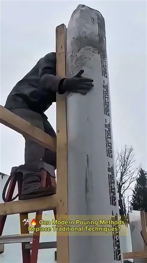 🛠️🔥 Can Modern Pouring Methods Replace Traditional Techniques? #workers #asmr #shorts #construction