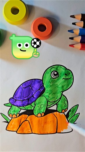 Draw and color a baby Turtle #shorts #colourful #art #draw #colors #pencilcoloring