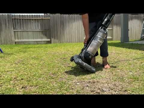 Dirt devil easy lite cyclonic vacuuming the lawn