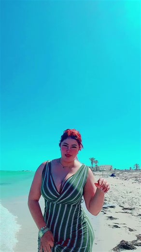 Beach Walk in a Striped Dress: Summer Vibes