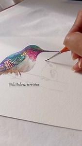 Bird love! 💙🐣💙 Hummingbird! 🐣🐣🐣 . . Metallic watercolor: @skrim_watercolors Color: @industriamaimeri . . . . #color #watercolor #aesthetic #aestheticedits #reelsinstagram #littleheartcreates #illustration #illustrationartists #artist #painting #mindfulness #birdsofinstagram | Littleheartcreates