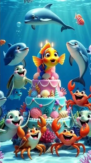 “When the ocean throws the cutest birthday party ever! 🐠🎂🌊” #fa9la #MusicalShort #UnderwaterParty