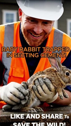 🏗️ Concrete Grave: Baby Rabbit Trapped in Setting Cement! #shorts