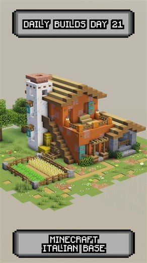 Daily Build Day 21 : Minecraft Italian Base #minecraft #starterhome #minecraftshorts