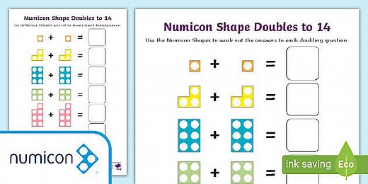 Numicon Shape Doubles to 14 Worksheet