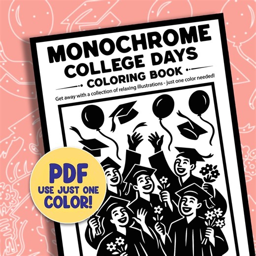 Monochrome College Days Coloring Book PDF, Printable One-color Designs Campus Life, School Study Memories - Etsy