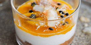 Coconut Mango Passion Fruit Trifle