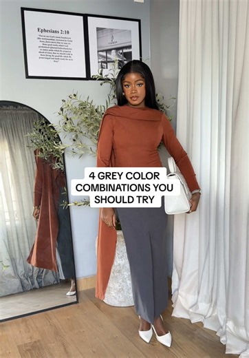 Grey… but never boring ! Here are grey color combinations you’ll totally fall in love with: • Grey burgundy • Grey black • Grey burnt orange • Grey biege Which combo is your favorite?? #colorcombination #greycolorcombo #grey