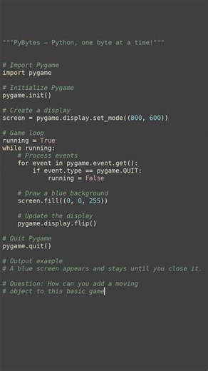 pygame basic game #python #showcase