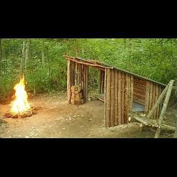 Man Builds a Trappers Cabin From Scratch in The Woods