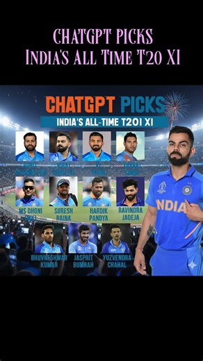 Chatgpt picks India's all time t20 eleven #cricket
