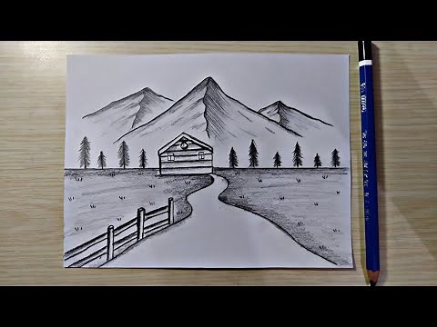 gambar sketsa pemandangan simple || bogel art drawing
