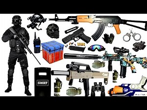 Special Forces Military Toy Gun Set Unboxing, M416, AK47 Rifle, Submachine Gun, Glock Pistol Toys