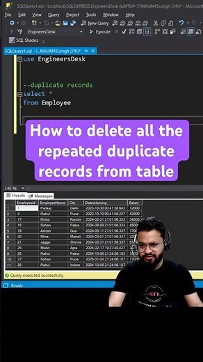 #day84 - How to find duplicate records from table and delete all of those #sql #coding #sqlqueries