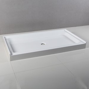 [Hot Item] Luxury Cupc Acrylic Single Rectangular White Shower Tray Center Drain