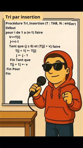 @wahech.info on Instagram‎: "Bac Blanc Informatique؟ تحب تفهم Tri par insertion بطريقة ساهلة و تضحك؟ مع Wahech Info، حتى الخوارزميات تولّي راب و تدخل في الراس بالضحك! ما تقراش وحدك، الأستاذ Wahech Info معاك خطوة بخطوة. راجع للإعلامية بطريقة عصرية، سريعة، وبدون وجيعة راس. #WahechInfo #BacInfo #BacBlanc #TriInsertion #AlgoRap #ProfInformatique #CoursInfo #Tunisie #استاذ_اعلامية #خوارزميات #bac2k25"‎