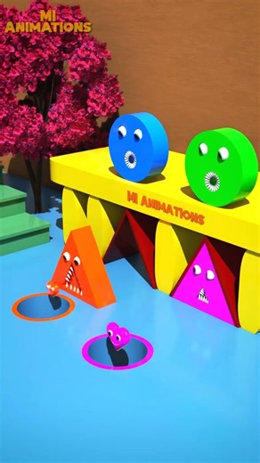 👉 Cute Color Shapes Monster 💖💖💖 | Satisfying 3D Animation | MI Animations #Shorts